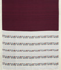 Dark Maroon Printed Synthetic Kotha Silk Saree With Contrast Border-SY0534