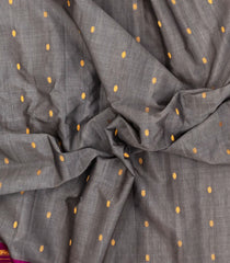Grey Handloom Gadwal Silk Cotton Saree With Buttas-GA0376