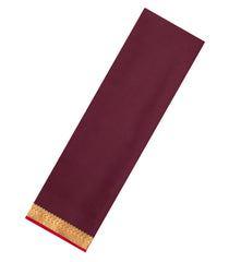Dark Maroon Woven Mysore Silk Saree With Contrast Zari Border-MS3826