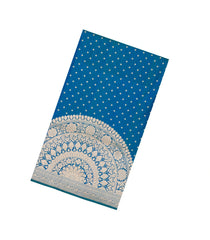 Blue Handloom Banarasi Silk Saree With Floral Motifs-BE1823