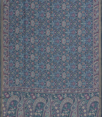 Steel Blue Woven Art Chanderi Saree With Printed Paisley Motifs