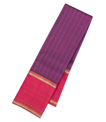 Magenta Handloom Kanchipuram Silk Saree With Zari Stripes-KA16164