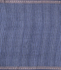 Indigo Printed Chanderi Cotton Saree With Zari Border-CC1467