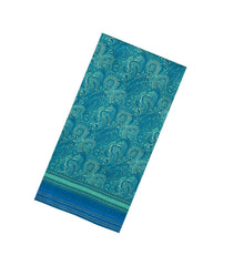 Cyan Printed Tussar Silk Saree With Floral Motifs-TU3618