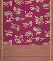 Burugndy Printed Tussar Silk Saree With Floral Motifs-TU3628