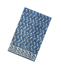 Indigo Printed Jaipur Cotton Saree With Floral Motifs-JC1821