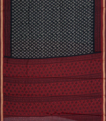 Black Printed Chanderi Cotton Saree With Zari Border-BL5500