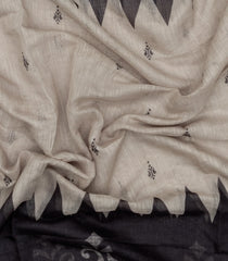 Taupe Printed Synthetics Linen Saree With Jhalar-SY0006