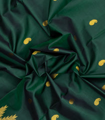 Dark Green Handloom Kanchipuram Silk Saree With Mango Buttas-KA15785
