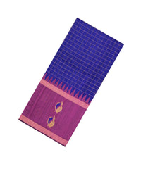 Purple Woven Tussar Silk Saree With Checks & Contrast Border-TU3243