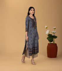 Indigo Printed Kurta-KR0855