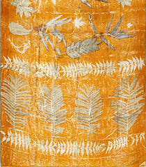 Mustard Handloom Tussar Silk Saree With Eco Printed Motifs-TU2848