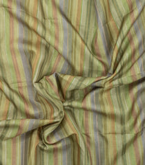 Green Printed Synthetic Tussar Silk Saree With Multi Colour Stripes-SY0531
