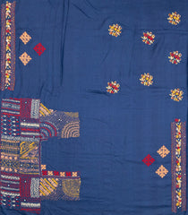 Navy Blue Woven Tussar Silk Saree With Hand Embroidered Meena Motifs -EN1782