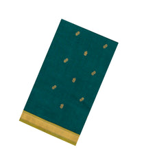 Sea Green Handloom Silk Cotton Saree With Buttas & Contrast Border-SC4697