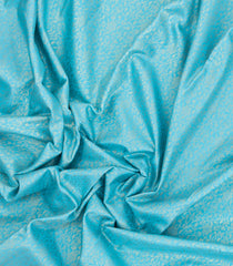Turquoise Woven Tissue Silk Saree With Floral Zari Motifs & Contrast Border-KA15559