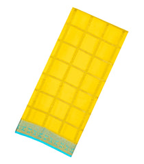Mustard Woven Mysore Crepe 9 Yards Silk Saree With Pure Zari Checks & Contrast Border-MS3193