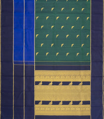 Bottle Green Handloom Kanchipuram Silk Saree With Bird Buttas-KA16352