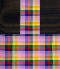 Multi Colour Handloom Muppagam Korvai Kanchipuram Silk Saree With Checks-KA14716