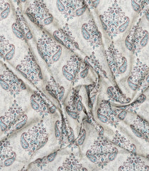 Off White Printed Synthetic Kotha Silk Saree With Zari Border-SY0035