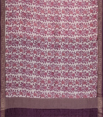 Burgundy Printed Chanderi Cotton Saree With Zari Border-CC1594
