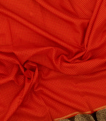 Red Woven Art Crepe  Saree With Zari Checks & Contrast Border-BL5128