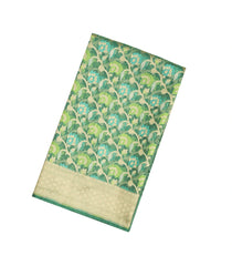Green Handloom Organza Soft Silk Saree With Floral Motifs-SO4125
