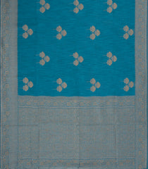 Cyan Woven Art Linen Saree With Zari Border-BL5633
