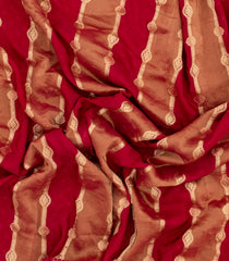 Red Woven Synthetic Satin Saree With Floral Zari Motifs-BL4859