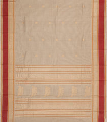 Taupe Handloom Kanchi Cotton Saree With Buttas-KC1814
