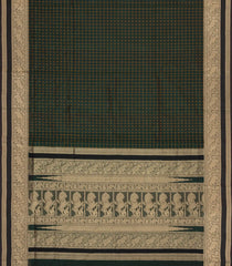 Bottle Green Handloom Silk Cotton Saree With Dotted Checks-SC4268
