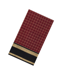 Maroon Handloom Silk Cotton Saree With Zari Checks-SC4269