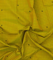 Olive Green Woven Chettinad Cotton Saree With Checks & Buttas-CN1857