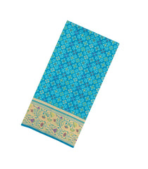 Turquoise Woven Art Dupion Saree With Tie & Dye Motifs-BL5866