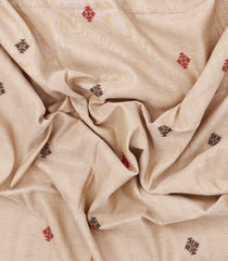 Cream Handloom Bengal Cotton Saree With Geometric Buttas-BG1658