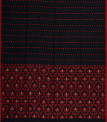 Black Handloom Bengal Cotton Saree With Floral Motifs-BG1966