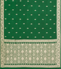 Green Woven Blended Satin Saree With Floral Zari Buttas-BL6005