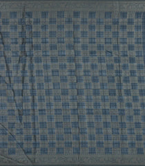 Midnight Blue Printed Synthetic Tussar With Contrast Zari Border-SY0296