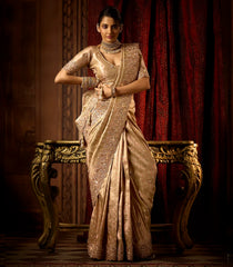 Gold Woven Blended Tissue Saree Heavy Zardosi & Hand Diamond Work-BL4027