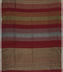 Maroon Handloom Linen Saree With Stripes-LI0733