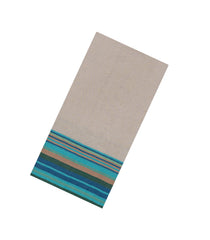 Taupe Handwoven Bengal Cotton Saree With Cyan Border-BG1496