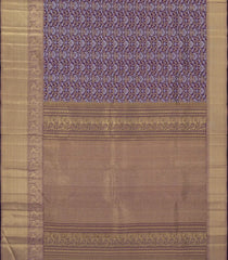 Dark Purple Handloom Kanchipuram Silk Saree With Gold & Silver Zari Motifs-KA13492