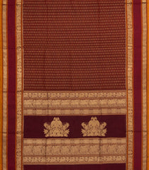 Maroon Handloom Silk Cotton Saree With Checks & Buttas-SC3907