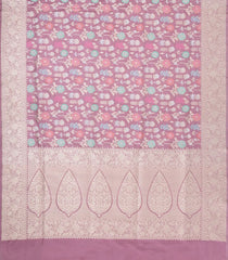 Dusty Pink Handloom Banarasi Tanchoi Silk Saree With Meena Floral Motifs-BE1827
