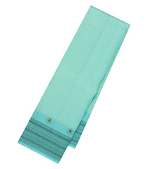 Turquoise Handloom Kanchipuram Silk Saree With Stripes--KA14904
