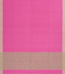 BubbleGum Pink Handwoven Bengal Cotton Saree With Beige Border-BG1503