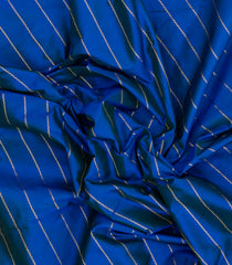 Blue Handloom Korvai Kanchipuram 9 Yards Silk Saree With Veldhari Stripes-KA15329