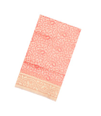 Peach Handloom Banarasi Organza Silk Saree With Floral Vine Motifs-BE1884