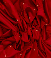 Red Handloom Banarasi Silk Saree With Floral Buttas-BE1469