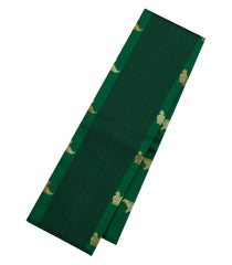 Dark Green Handloom Kanchipuram Silk Saree With Stripes & Buttas-KA15489